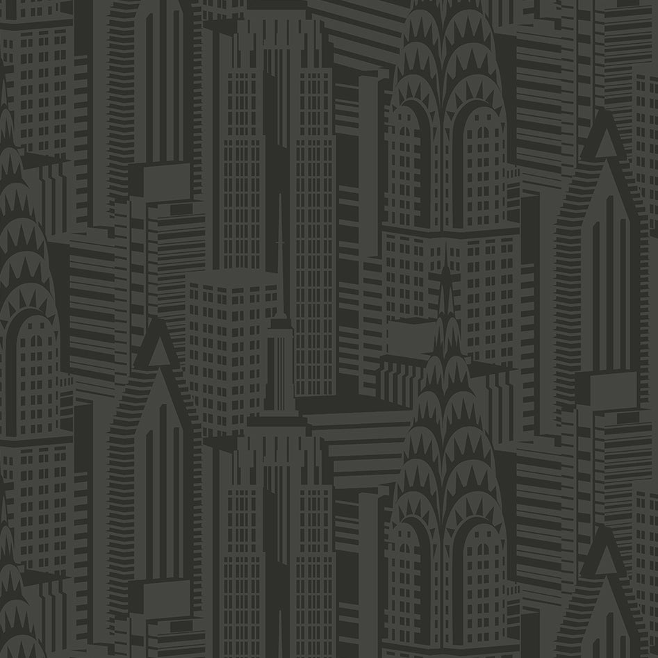 DC61510 | Manhattan Skyline, Black - Collins & Company Wallpaper