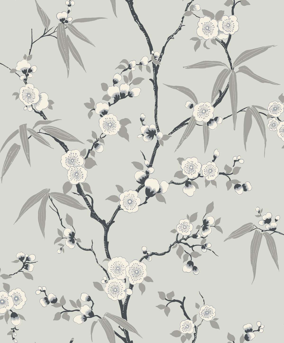 EW11100 | Floral Blossom Trail, Grey - Seabrook Designs Wallpaper