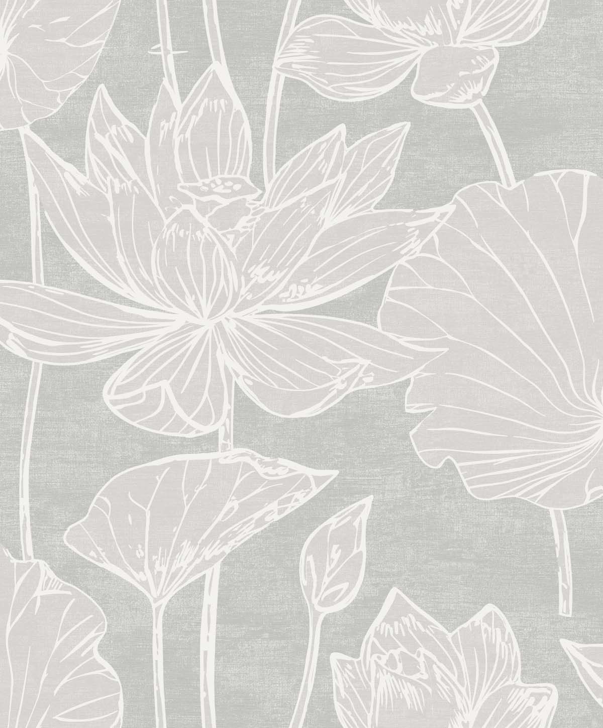 EW12000 | Water Lilies, Grey - Seabrook Designs Wallpaper