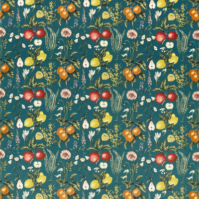 F1510-02 Sorento Teal Velvet Botanical & Floral Clarke And Clarke Fabric