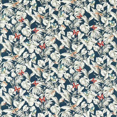 F1513-03 Acadia Midnight Botanical & Floral Clarke And Clarke Fabric