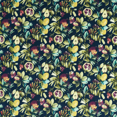 F1515-01 Fruta Midnight Velvet Botanical & Floral Clarke And Clarke Fabric