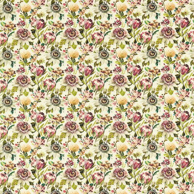 F1519-01 Paradise Autumn Botanical &amp; Floral Clarke And Clarke Fabric