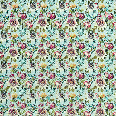 F1520-02 Paradise Mineral Velvet Botanical & Floral Clarke And Clarke Fabric