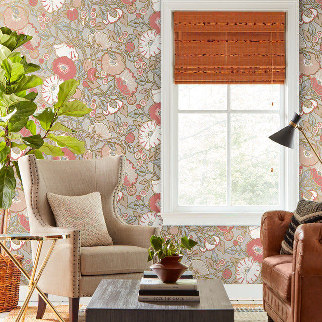 Find Go8314 Vincent Poppies Dove Greenhouse York Wallpaper
