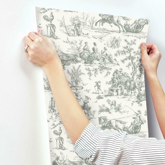 GR5922 | Grandmillennial, Seasons Toile Gray York Wallpaper