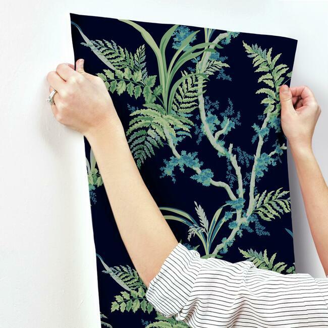 GR5996 | Grandmillennial, Enchanted Fern Navy/Green York Wallpaper