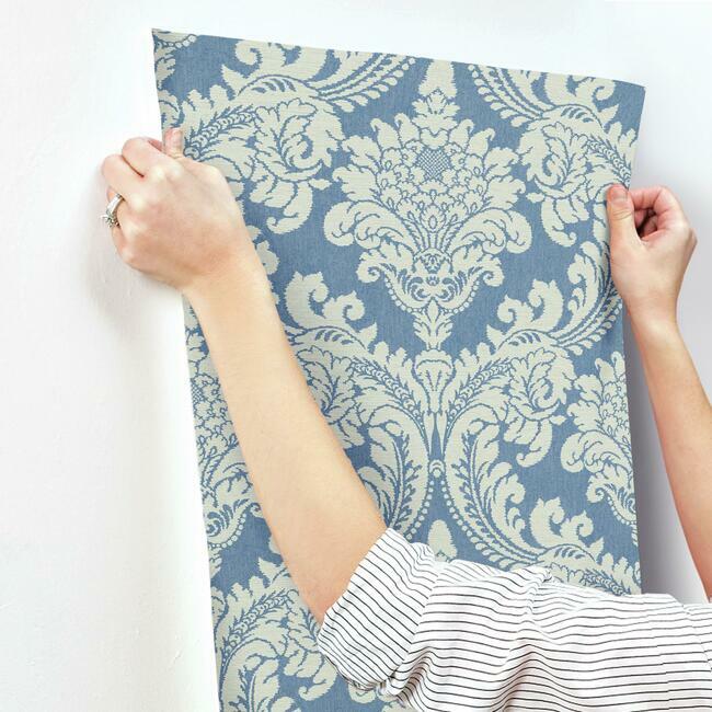 GR6024 | Grandmillennial, Tapestry Damask Blue York Wallpaper