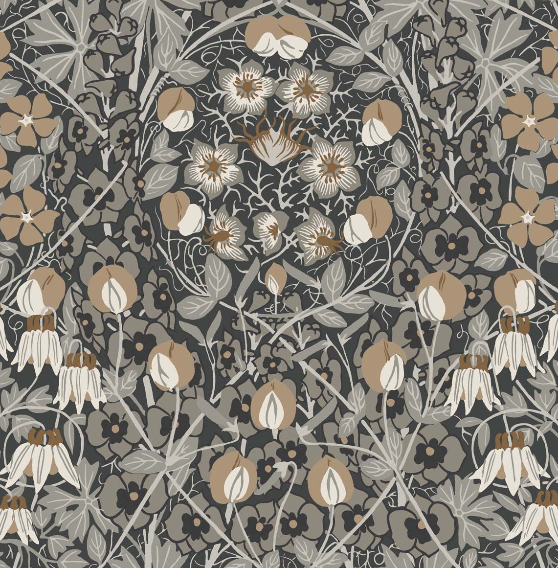 PR10405 | Tulip Garden Prepasted, Grey - Seabrook Designs Wallpaper