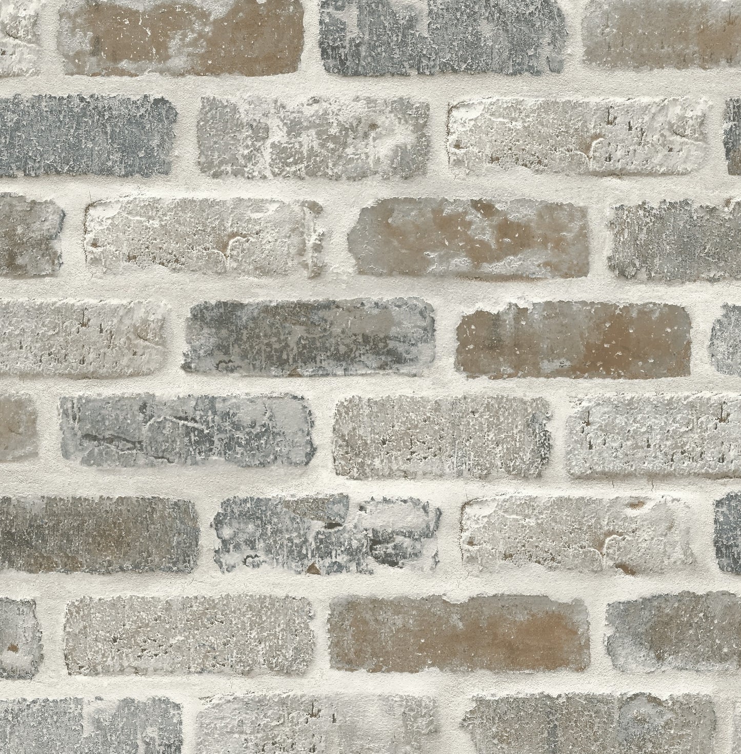 PR10500 | Washed Faux Brick Prepasted, Grey - Seabrook Designs Wallpaper