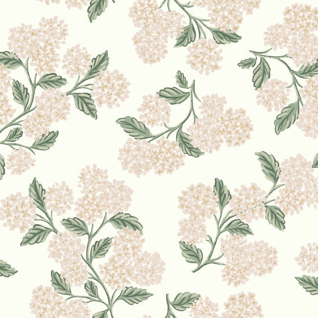 Modern Vintage Chic Blush Pink Forest Green Floral Wrapping Paper