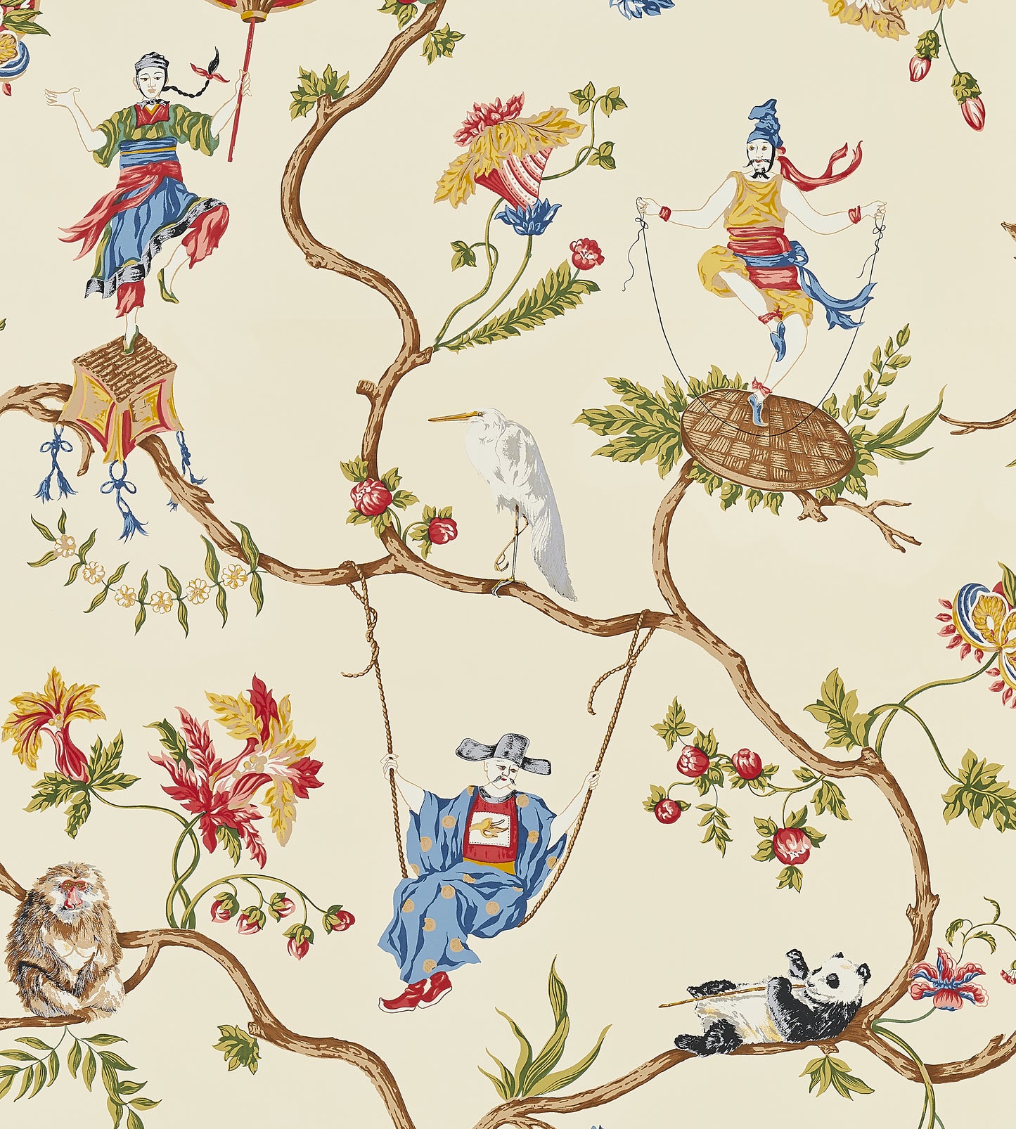 Search Scalamandre Wallpaper Pattern Sc 0001Wp81605 Name Ming Circus Multi On Beige Bird Wallpaper