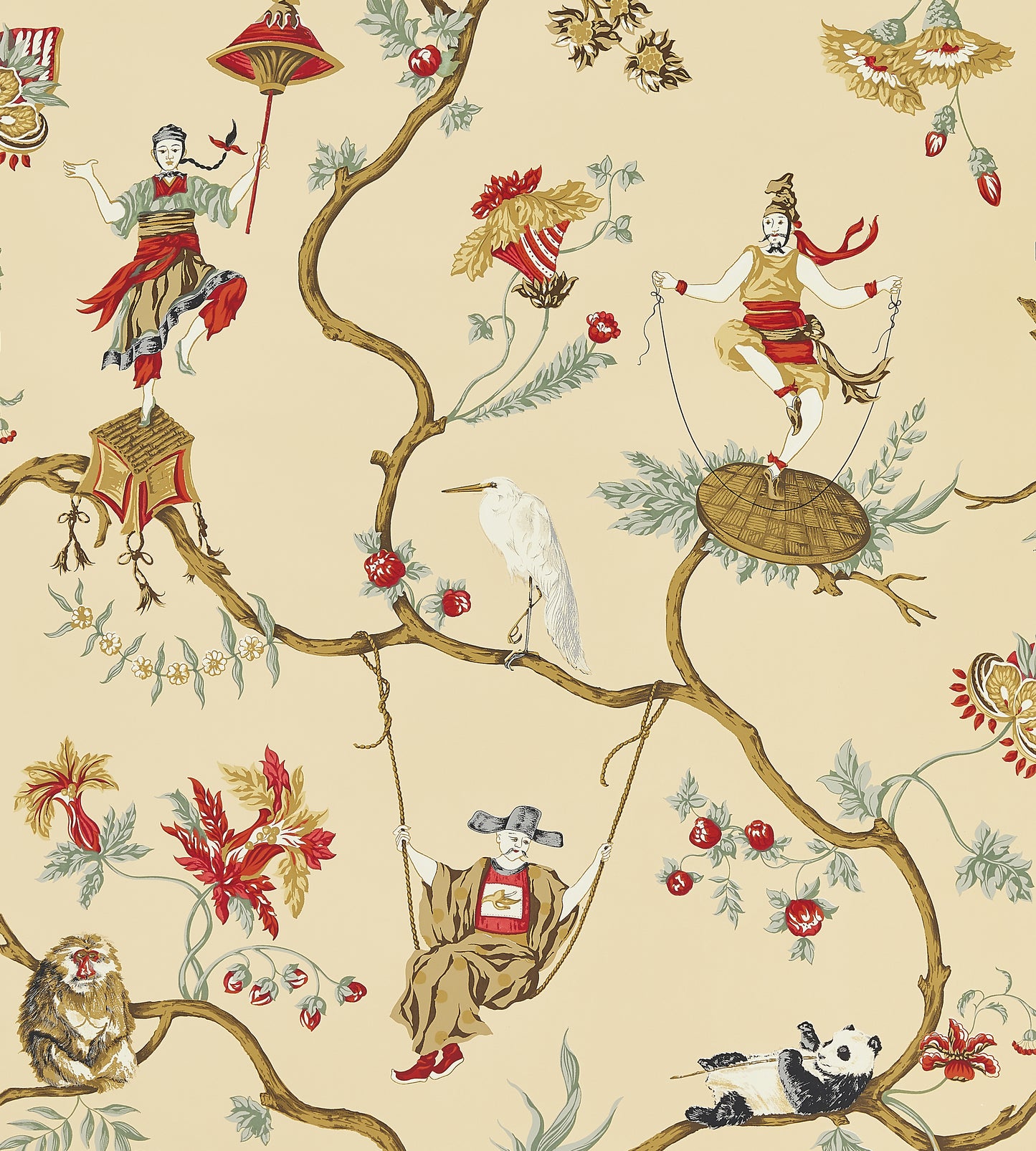 Find Scalamandre Wallpaper Pattern Sc 0004Wp81605 Name Ming Circus Multi On Tea Bird Wallpaper