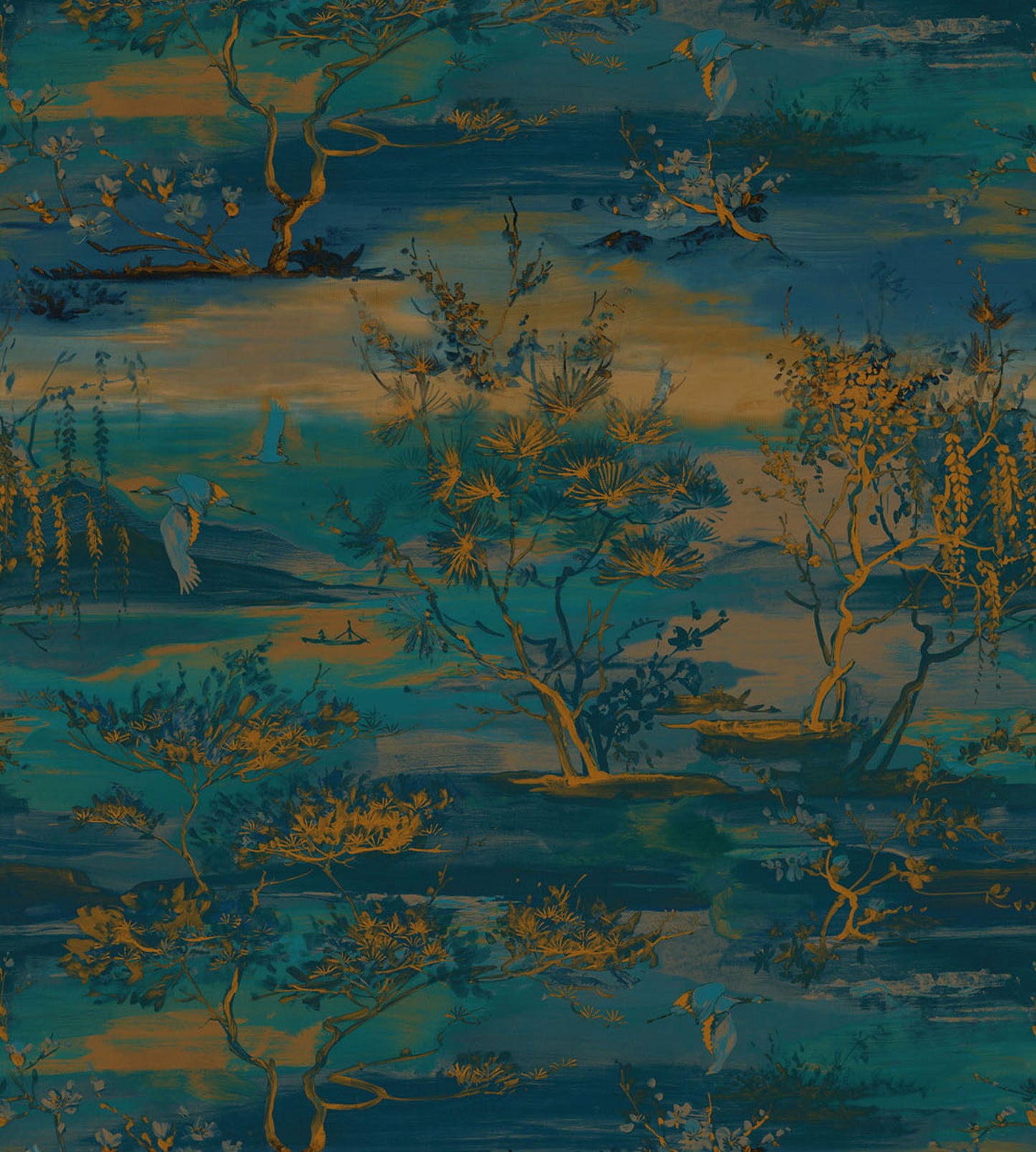 Find Scalamandre Wallpaper Pattern Sc 0005Wp88451 Name Sagimai Teal Bird Wallpaper