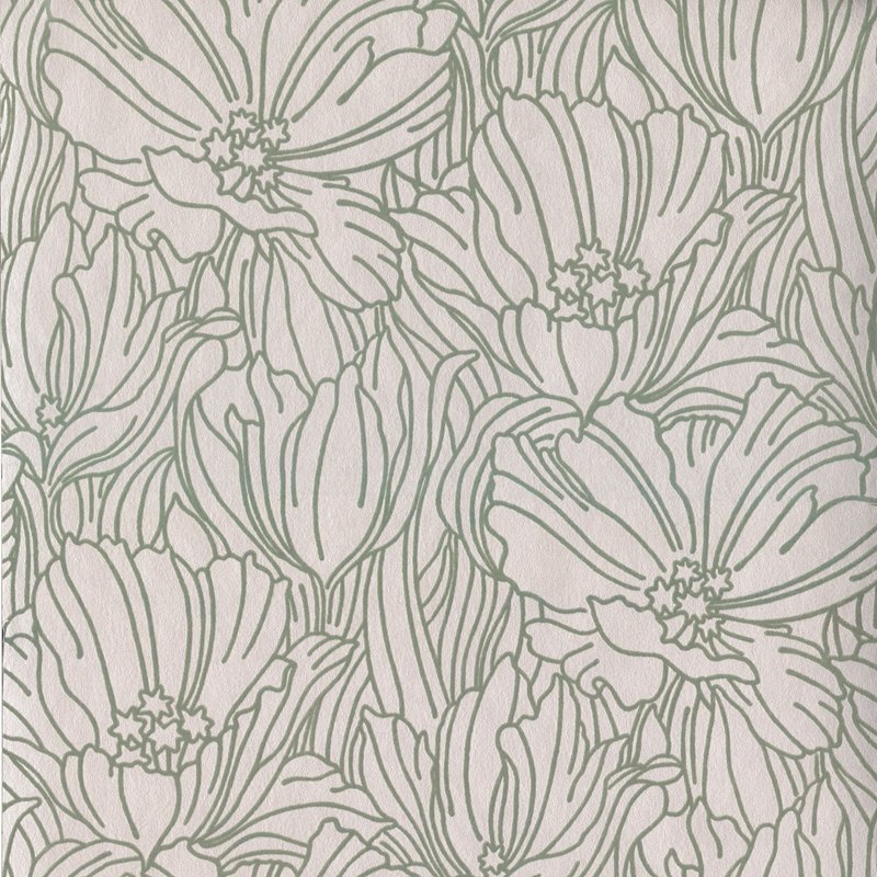Select 2970-87355 Revival Selwyn Flock Sage Floral Wallpaper Sage A-Street Prints Wallpaper