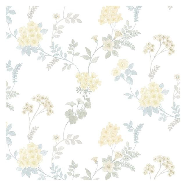 Buy AF37733 Flourish (Abby Rose 4) Yellow Fern Floral Wallpaper in Turquoise Yellow  & Blue by Norwall Wallpaper