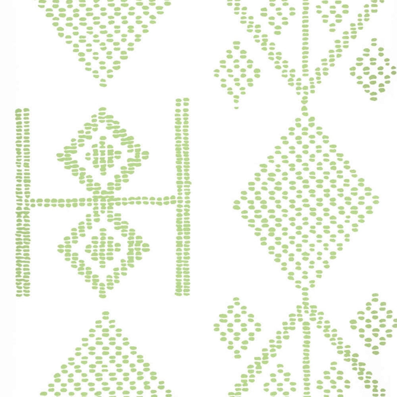 Select AP890-06AWP Vacances Jungle Green on Almost White by Quadrille Wallpaper