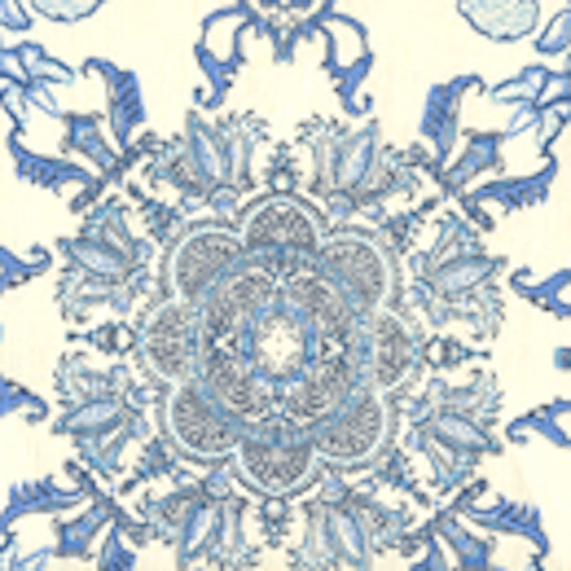 Looking HC1980W-01AWP Isfahan Multi Celeste Blue Teal On Almost White by Quadrille Wallpaper
