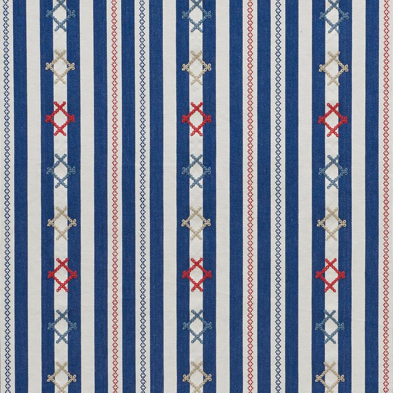 Purchase sample of 74460 Rhodes Stripe, Navy by Schumacher Fabric