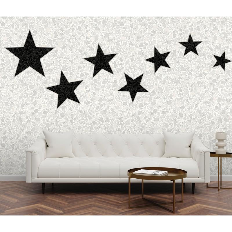 Order ASTM3918 Katie Hunt Terrazzo Stars Black on Dove Grey Wall Mural by Katie Hunt x A-Street Prints Wallpaper