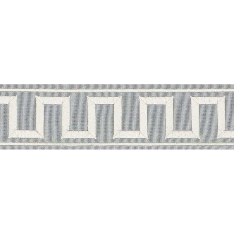 70801 | Greek Key Embroidered Tape, Sky - Schumacher Fabric