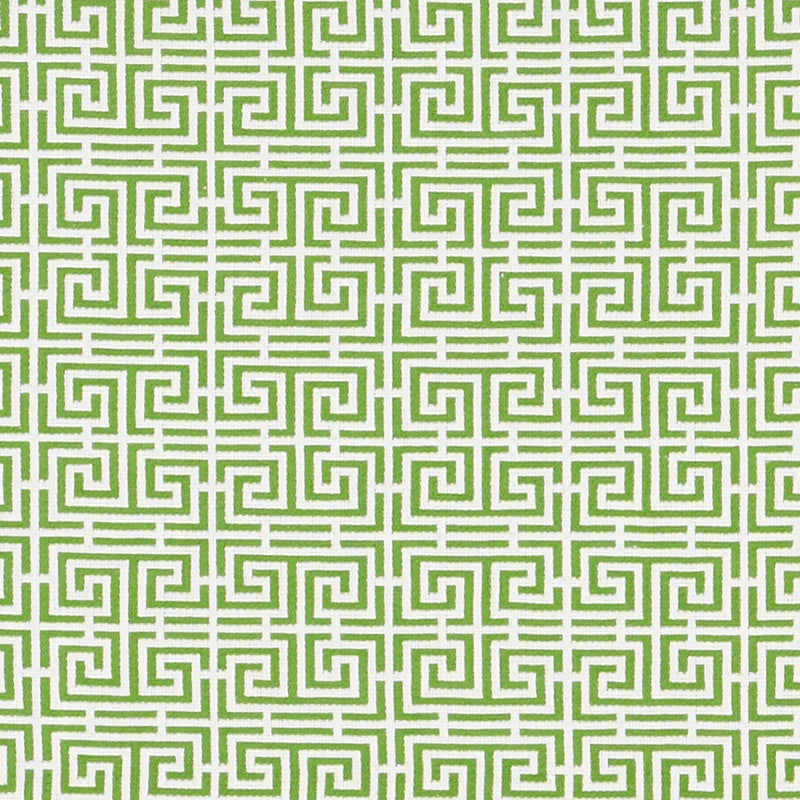 Purchase sample of 70562 Chinois Fret, Green/White by Schumacher Fabric
