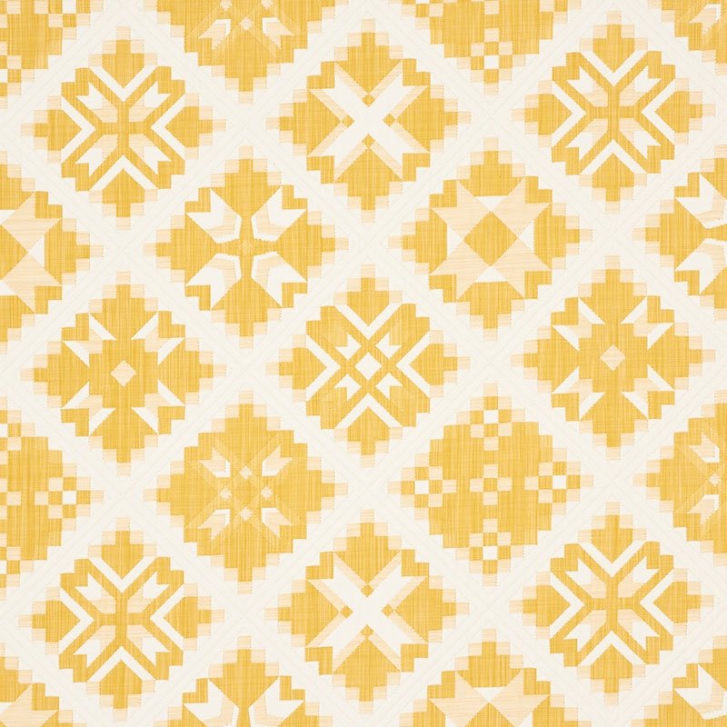 Purchase sample of 76762 Tristan Patchwork, Yellow by Schumacher Fabric