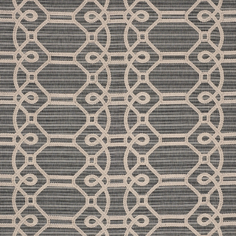 Purchase sample of 71931 Ziz Embroidery, Coal by Schumacher Fabric