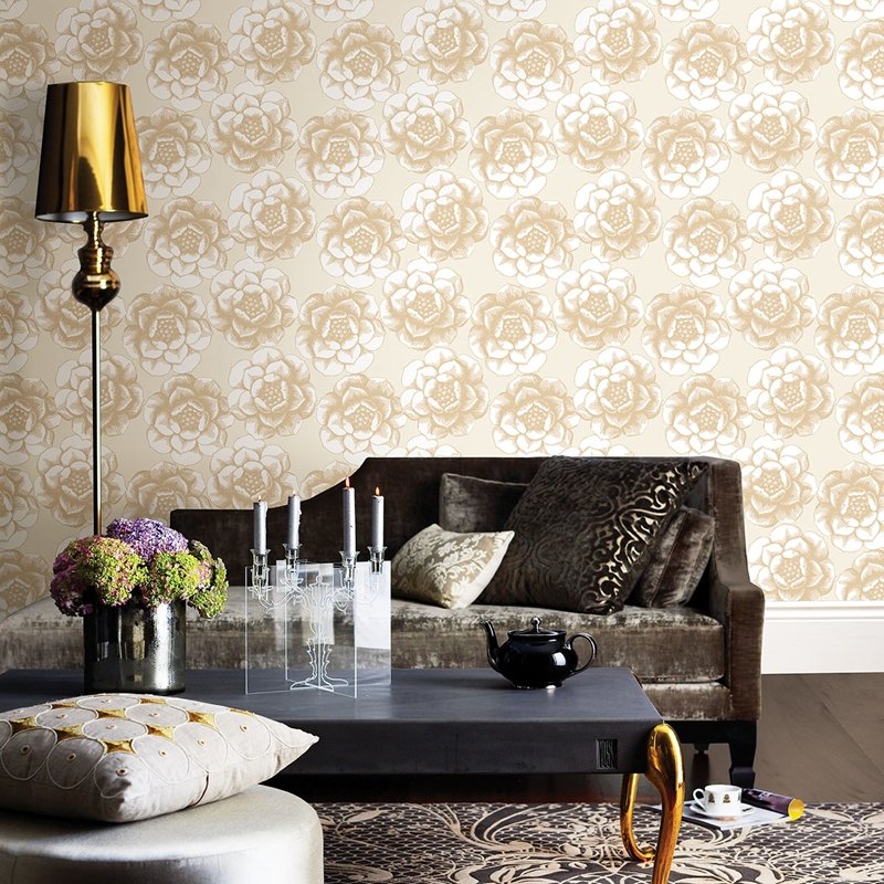 Shop 2763-24241 Moonlight Gold Flowers A-Street Prints Wallpaper