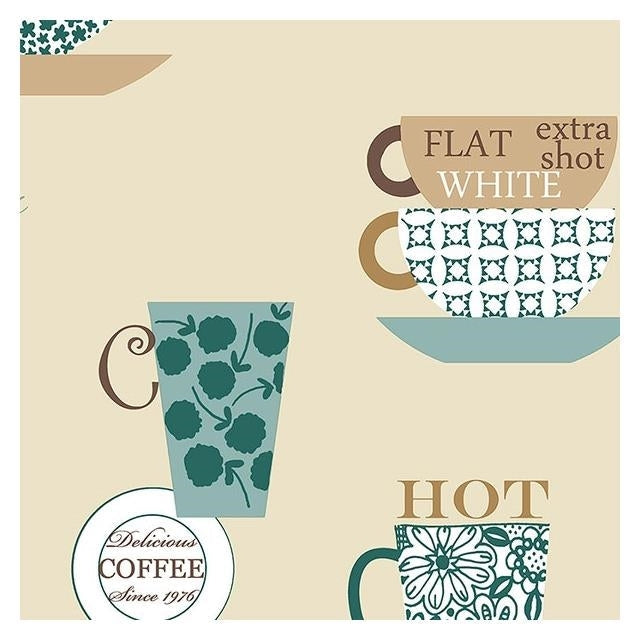 Shop FK34429 Fresh Kitchen 5 Brown Coffee Cups Wallpaper by Norwall Wallpaper