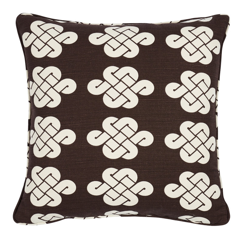 So18003205 | Penelope Knot 20" Pillow, Brown - Schumacher Furniture and Accessories