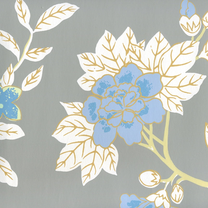 Shop 306065W Happy Garden Grey on White by Quadrille Wallpaper