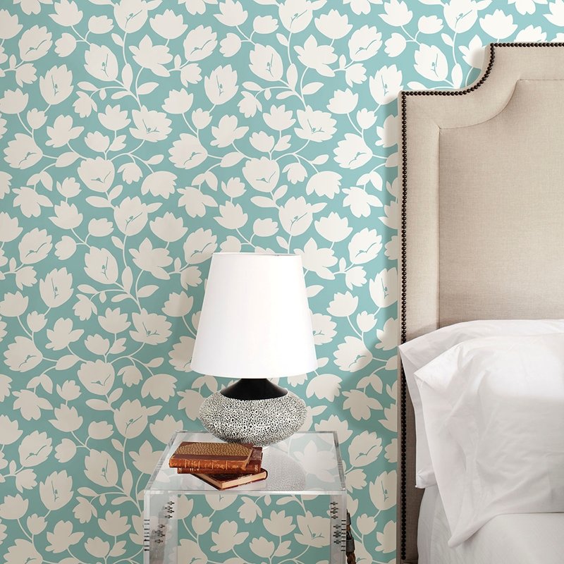 View 2782-24555 Matilda Turquoise Floral Habitat A-Street Prints Wallpaper