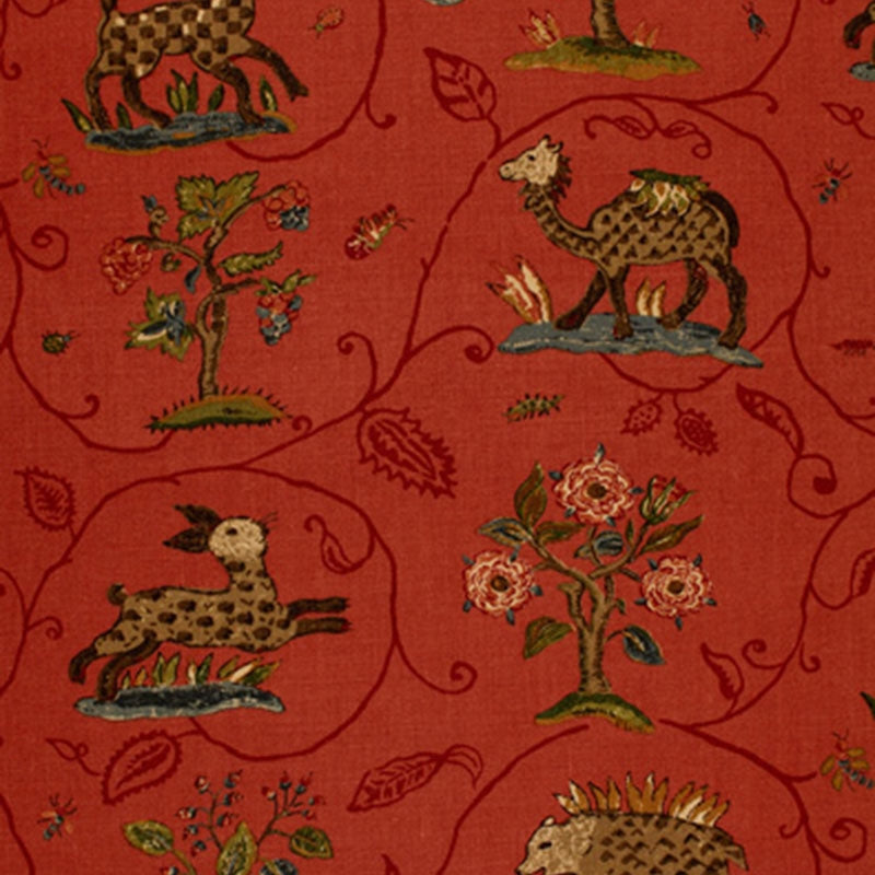 Purchase sample of 172762 La Menagerie, Flame Red by Schumacher Fabric