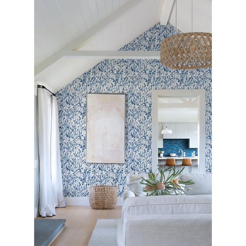 Select 2975-26237 Scott Living II Leandra Indigo Floral Trail Indigo A-Street Prints Wallpaper