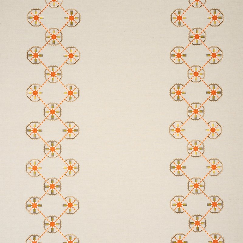 Purchase sample of 77602 Chamizal Embroidery, Orange & Pink by Schumacher Fabric