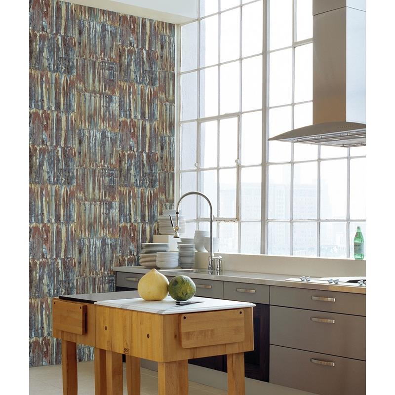View 2922-24064 Trilogy Chavez Multicolor Faux Metal Panels Multicolor A-Street Prints Wallpaper