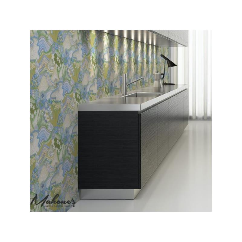 Find 5013552 Daisy Chain Green And Blue Schumacher Wallcovering Wallpaper