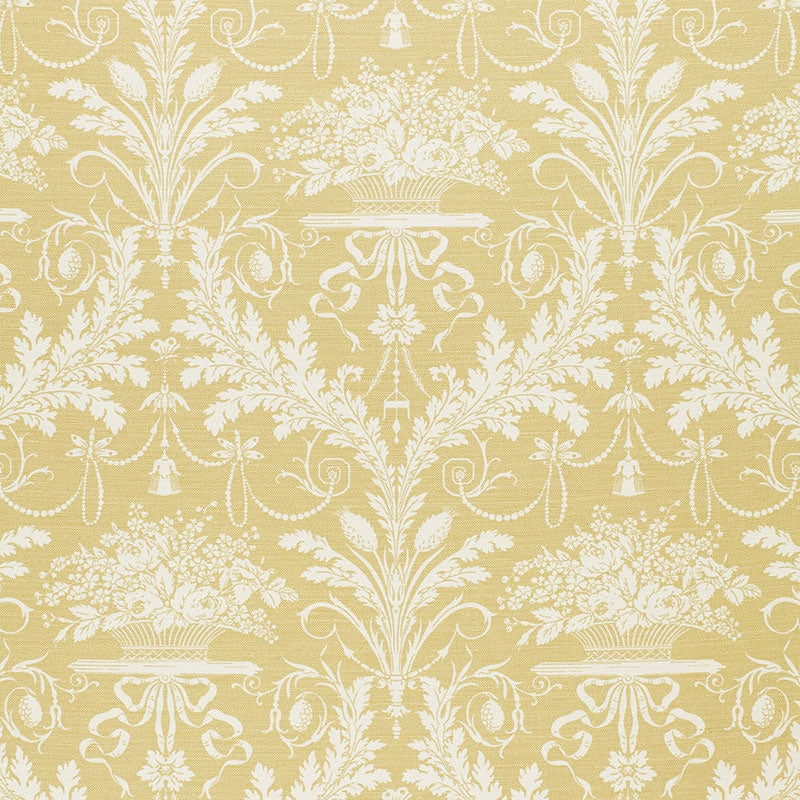 Purchase sample of 1178015 Clairemont Damask, Yellow by Schumacher Fabric