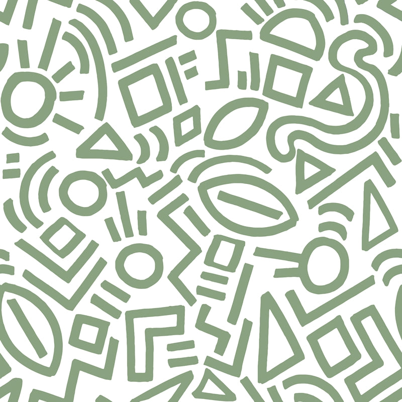 AES4791 Aelfie Sage Doodle Abstract Peel & Stick Wallpaper by NuWallpaper