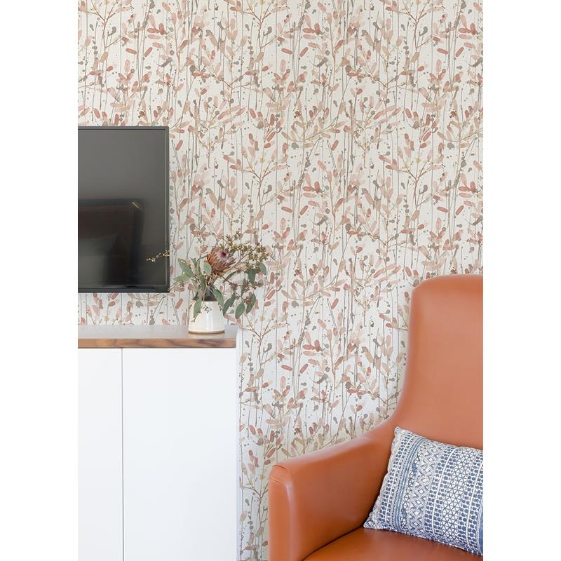 Find 2975-26239 Scott Living II Leandra Coral Floral Trail Coral A-Street Prints Wallpaper