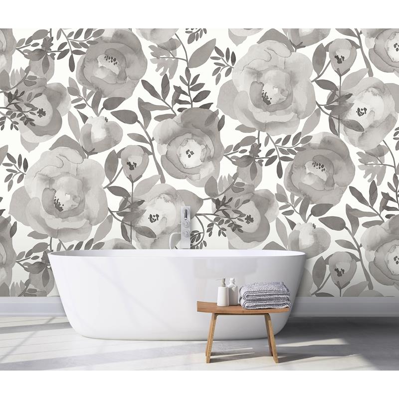 Purchase ASTM3906 Katie Hunt Blooming Floral Dove Grey Wall Mural A-Street Prints Wallpaper