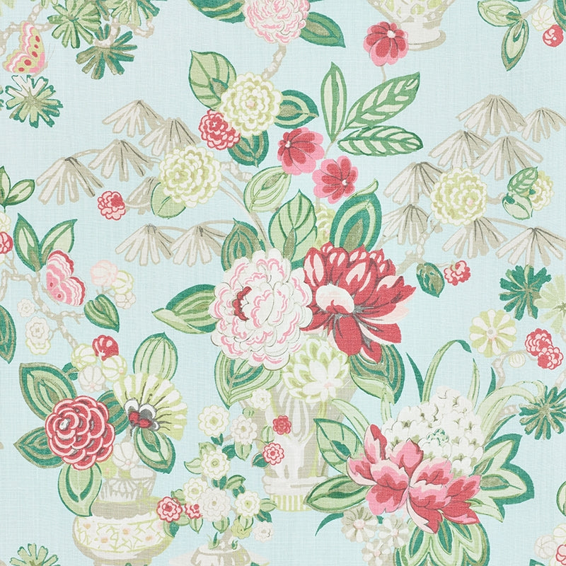 Purchase sample of 177292 Bouquet Chinois, Sky by Schumacher Fabric
