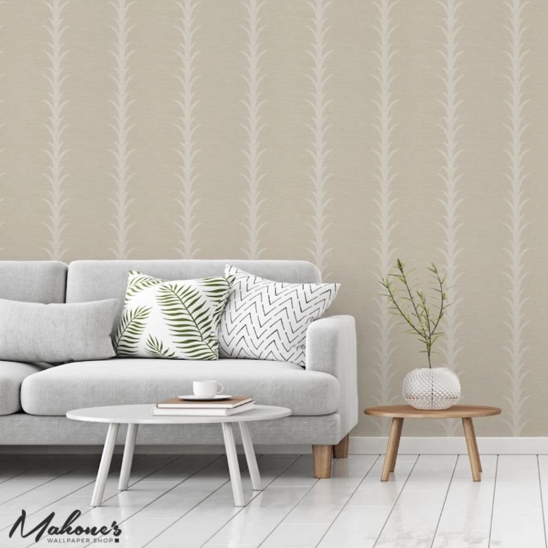 Find 5008591 Acanthus Stripe Vinyl Taupe Schumacher Wallpaper