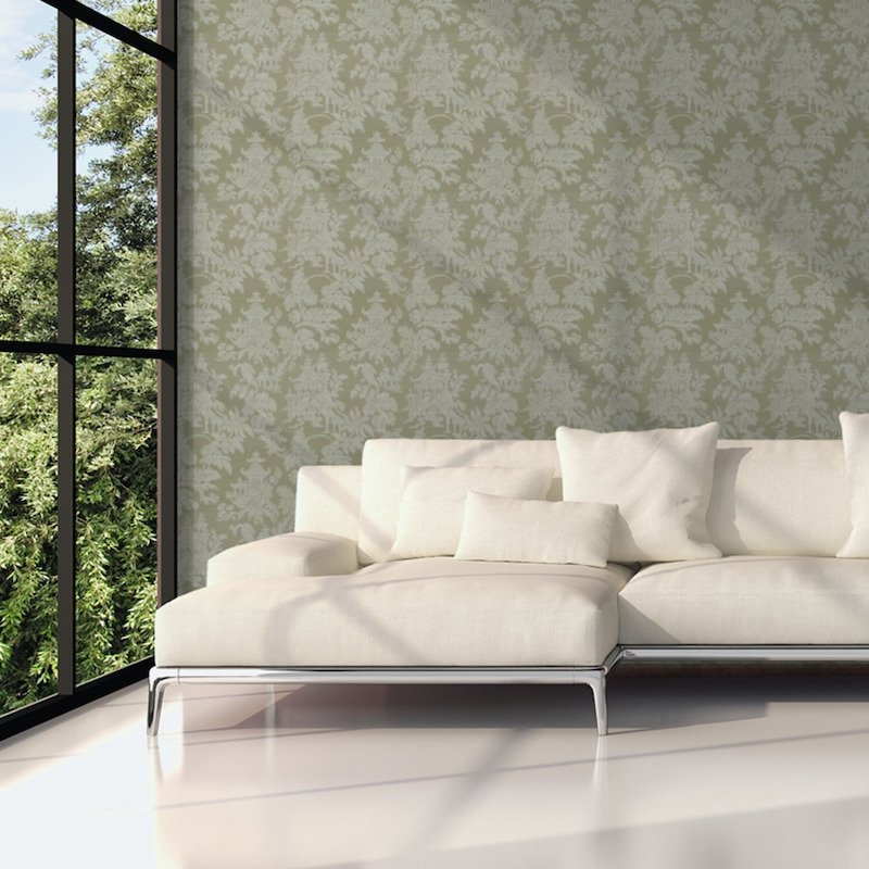 Shop 5008322 Brighton Sisal Sage Schumacher Wallpaper