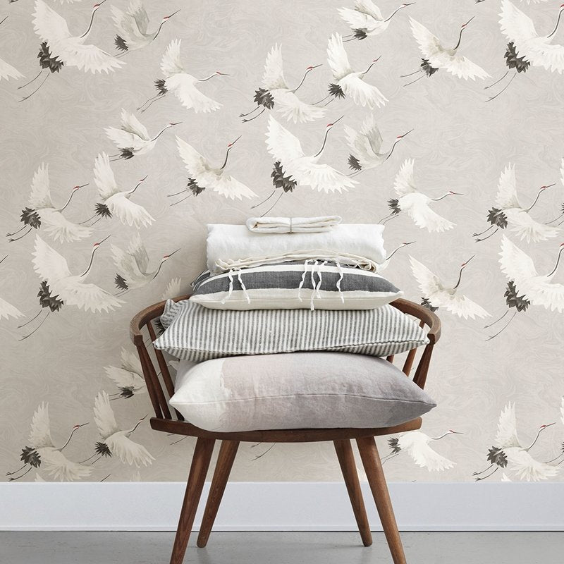 Order 2764-24304 Windsong Grey Crane Mistral A-Street Prints Wallpaper