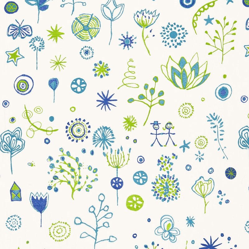 Purchase sample of 66241 Lollipop, Turquoise / Leaf by Schumacher Fabric