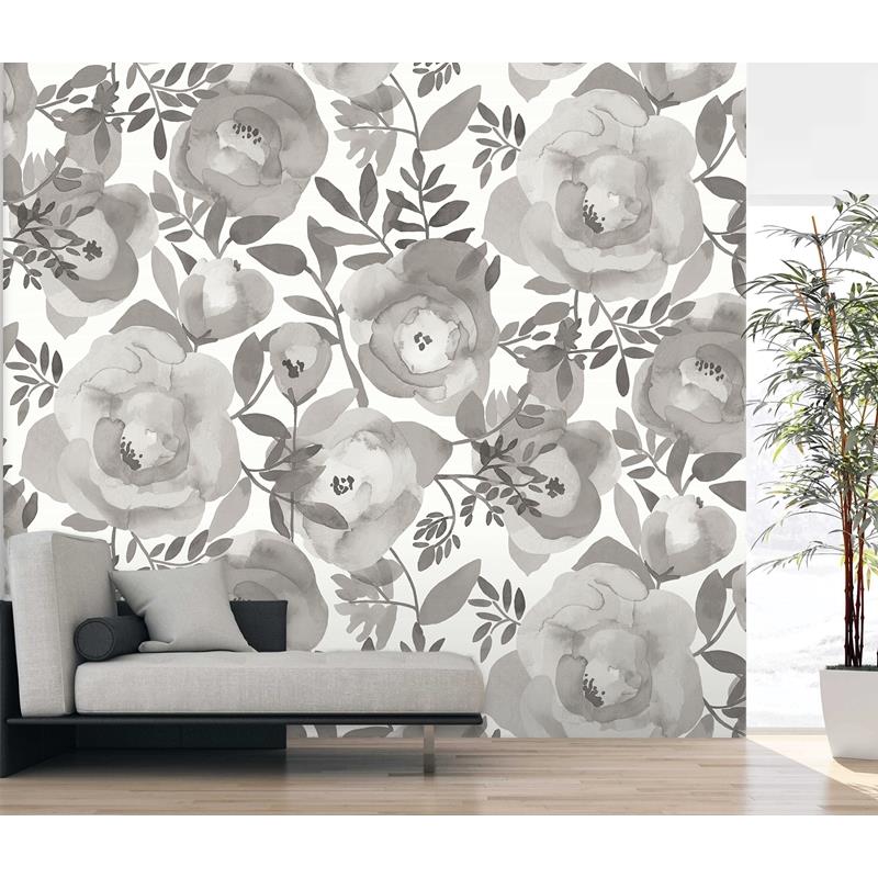 Order ASTM3906 Katie Hunt Blooming Floral Dove Grey Wall Mural A-Street Prints Wallpaper