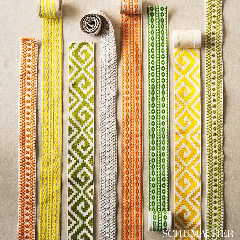 70645 Talitha Tape Yellow On Natural by Schumacher 1,70645 Talitha Tape Yellow On Natural by Schumacher 2