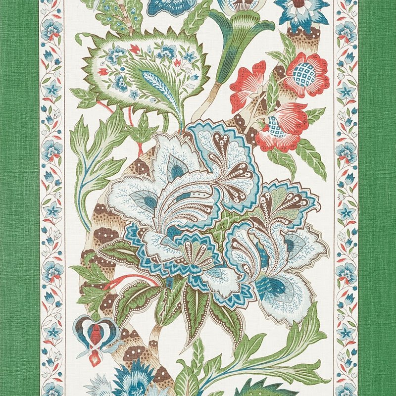 Purchase sample of 178520 Anjou Stripe, Emerald by Schumacher Fabric